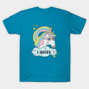 I Farted - Cute But Still - The Smell We All Smelt - Unicorn In Glasses T-Shirt